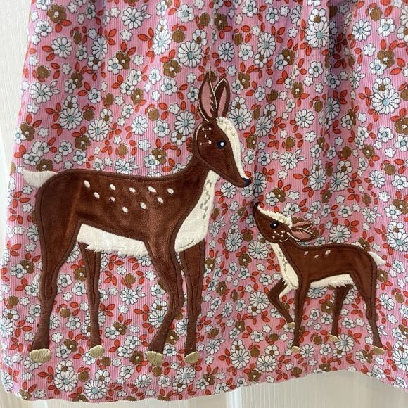 Baby Boden Pink Deer Vintage Daisy Applique Corduroy Pinnie Dress 18-24 Months - Picture 5 of 16